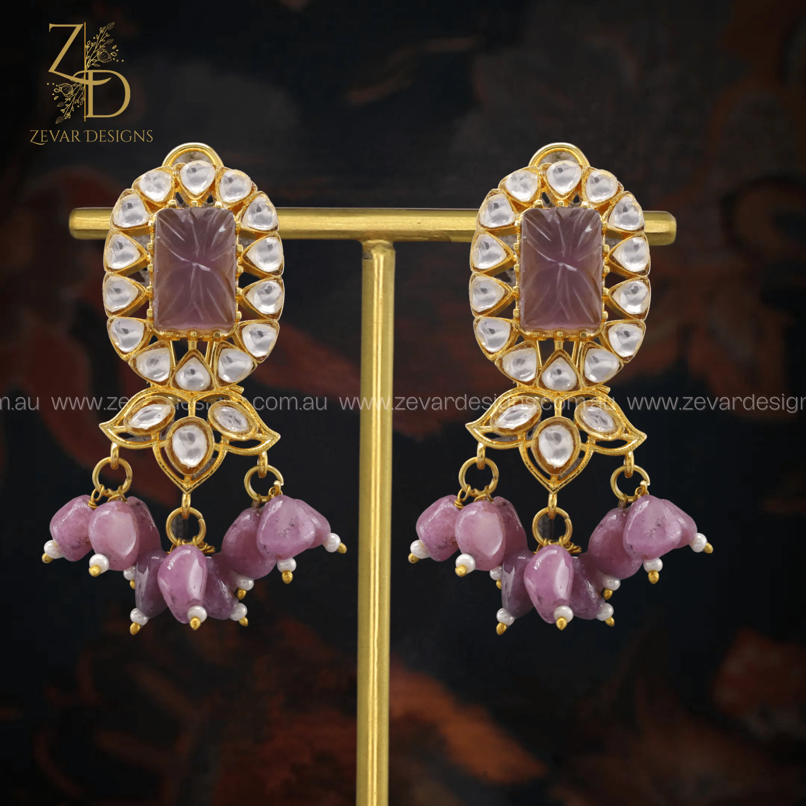 Polki Choker Set - Purple