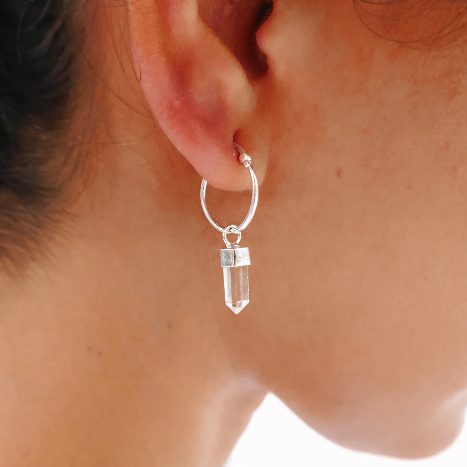 Quartz Point Hoop Earrings