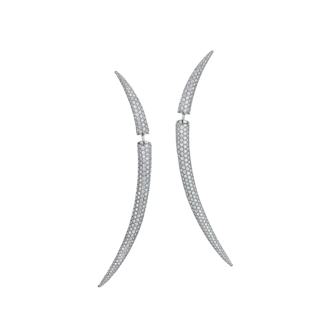 Quill Earrings - Palladium & Diamonds