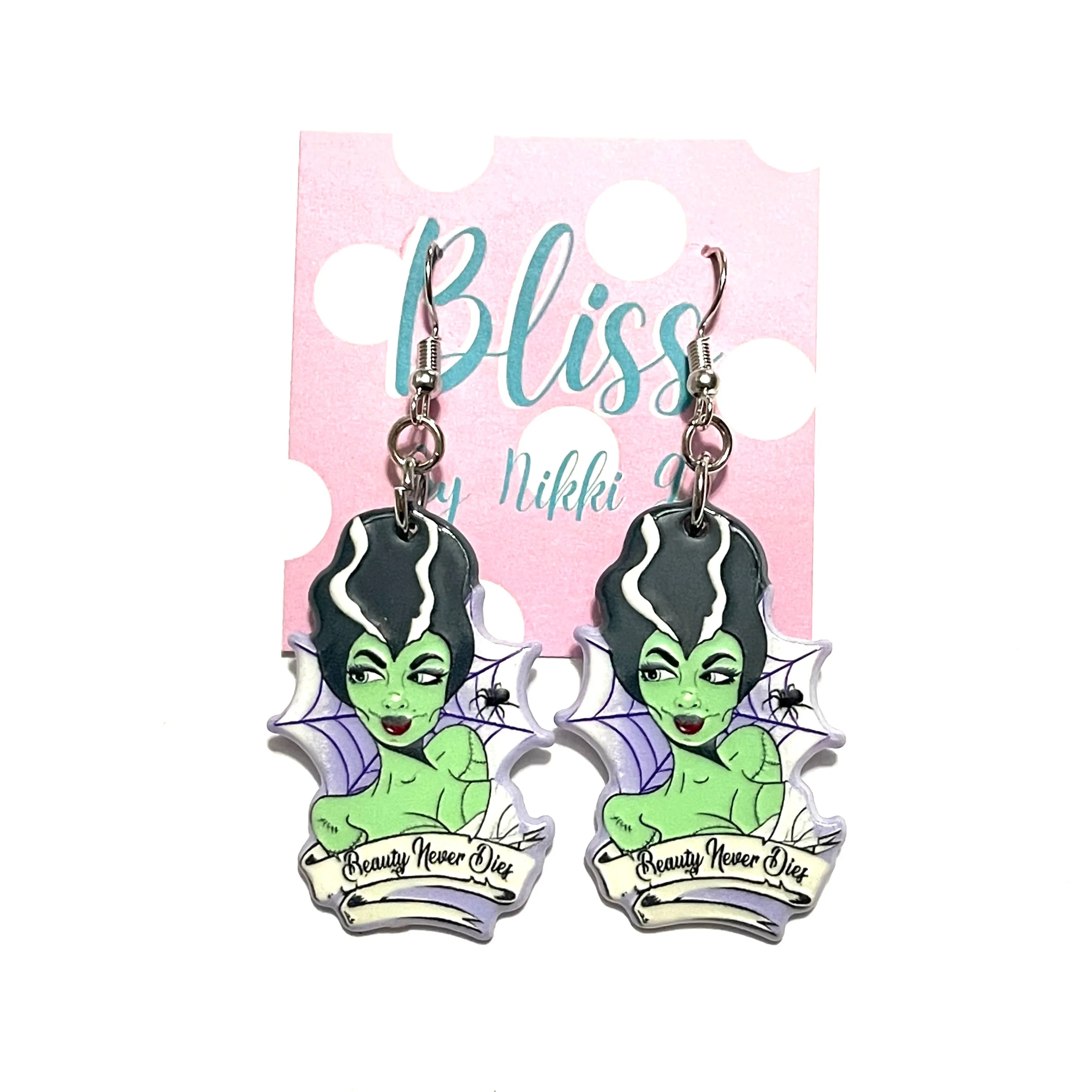 "Beauty Never Dies" Monster Babe Statement Earrings