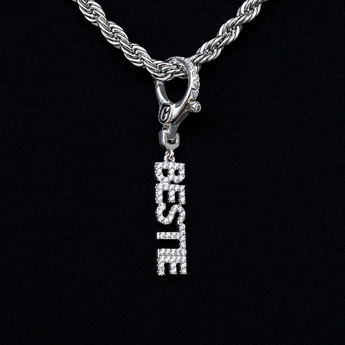 "Bestie" Clip On Pendant in White Gold