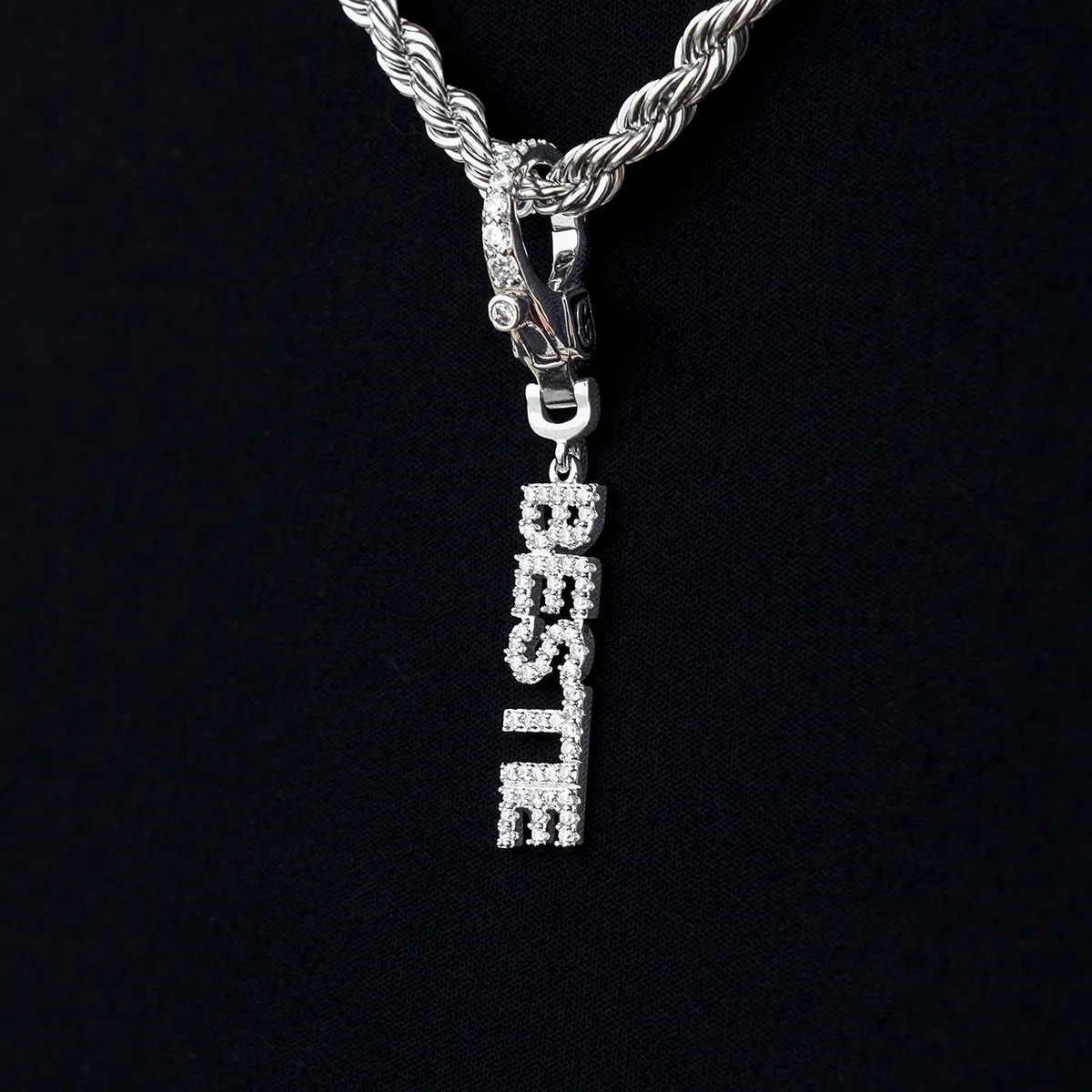 "Bestie" Clip On Pendant in White Gold