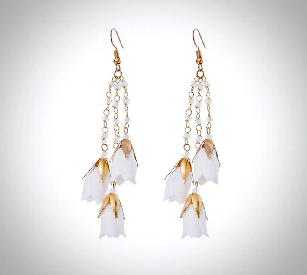 "Lyanna" - Bohemian Ceramic Flowers Bridal Earrings