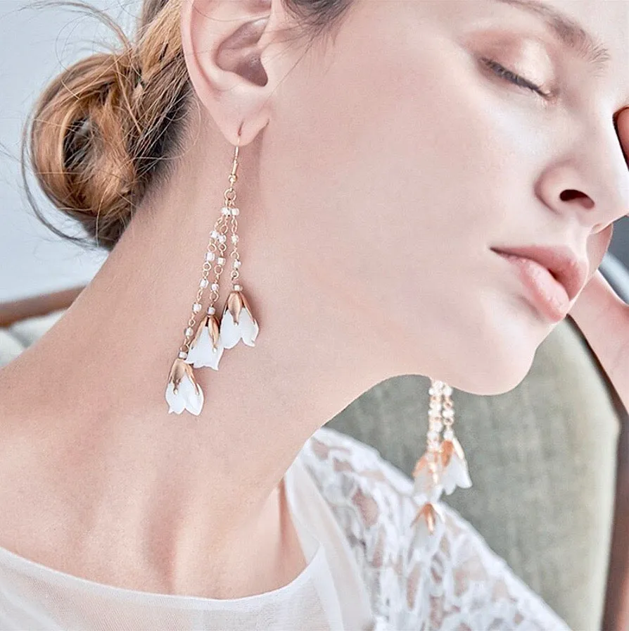 "Lyanna" - Bohemian Ceramic Flowers Bridal Earrings