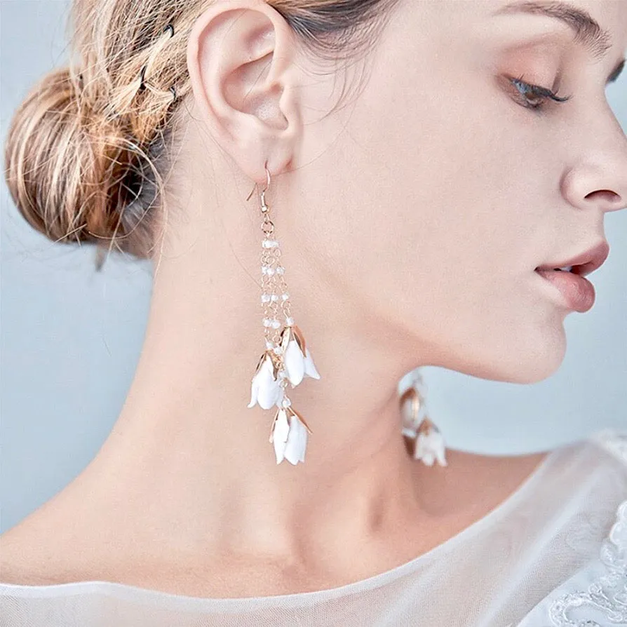 "Lyanna" - Bohemian Ceramic Flowers Bridal Earrings