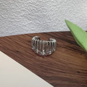 "Stylish Sterling Silver Chain with Round Beads and Hollow Ring"