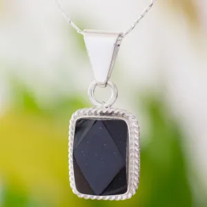 Rainforest Night Sterling Silver Black Jade Pendant Necklace