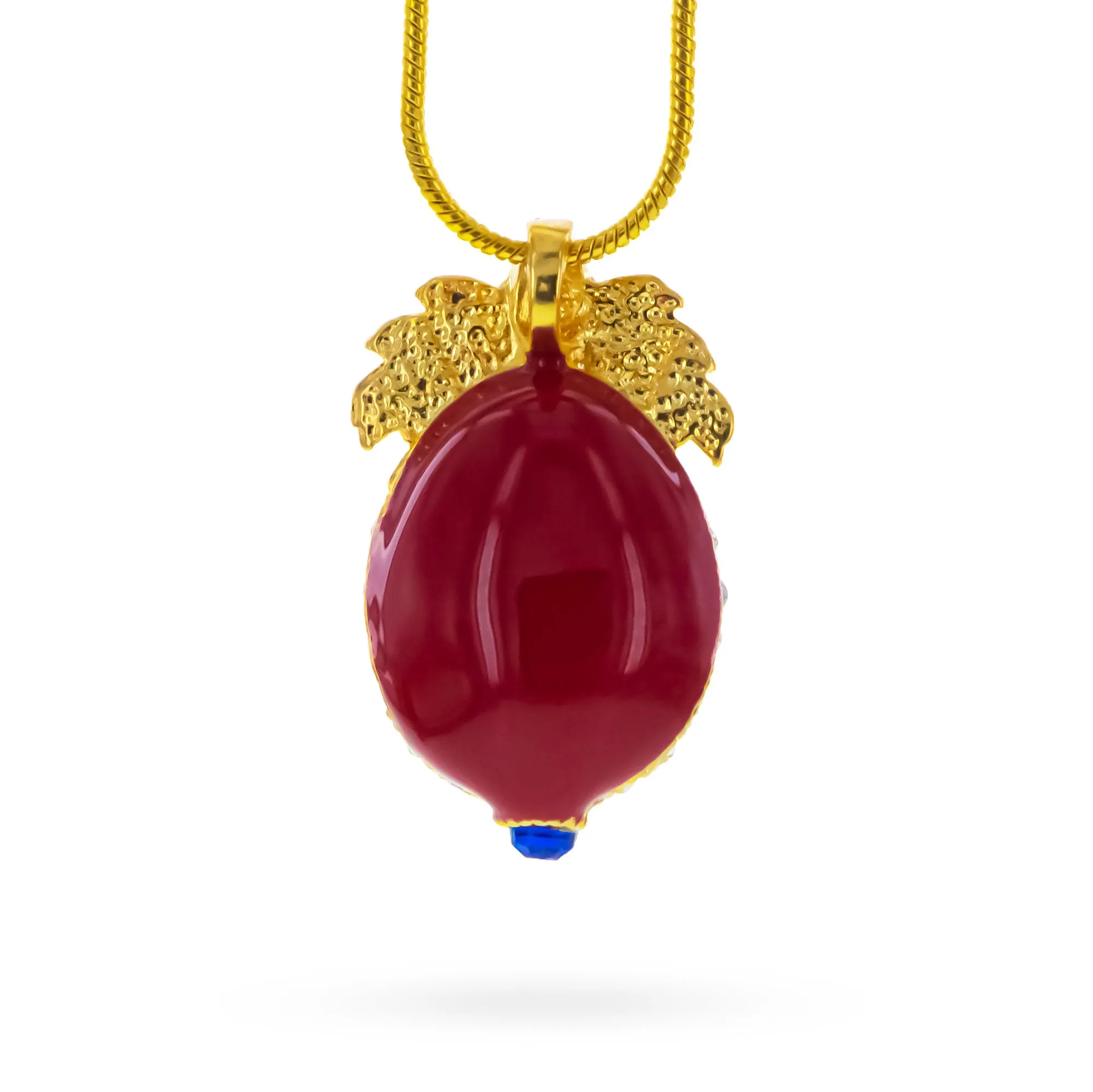 Red Enamel Cut Out Royal Egg Pendant Necklace