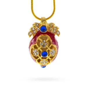 Red Enamel Cut Out Royal Egg Pendant Necklace