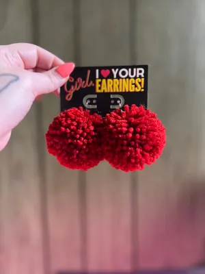 Red Mega-Puff Earrings by Artsy Black Girl