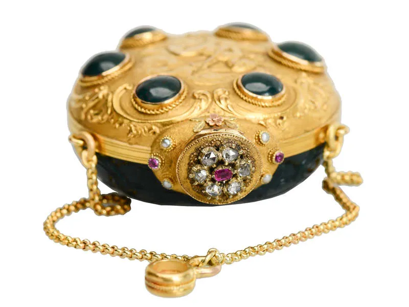 Regal French Gold Bloodstone Cameo Carved Perfume
