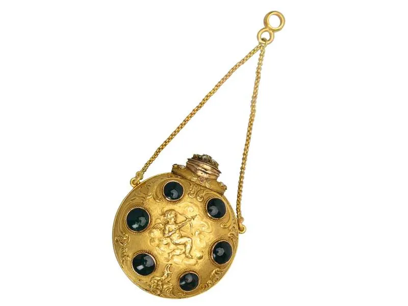 Regal French Gold Bloodstone Cameo Carved Perfume