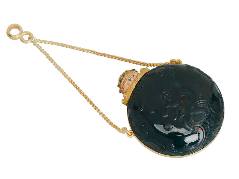 Regal French Gold Bloodstone Cameo Carved Perfume