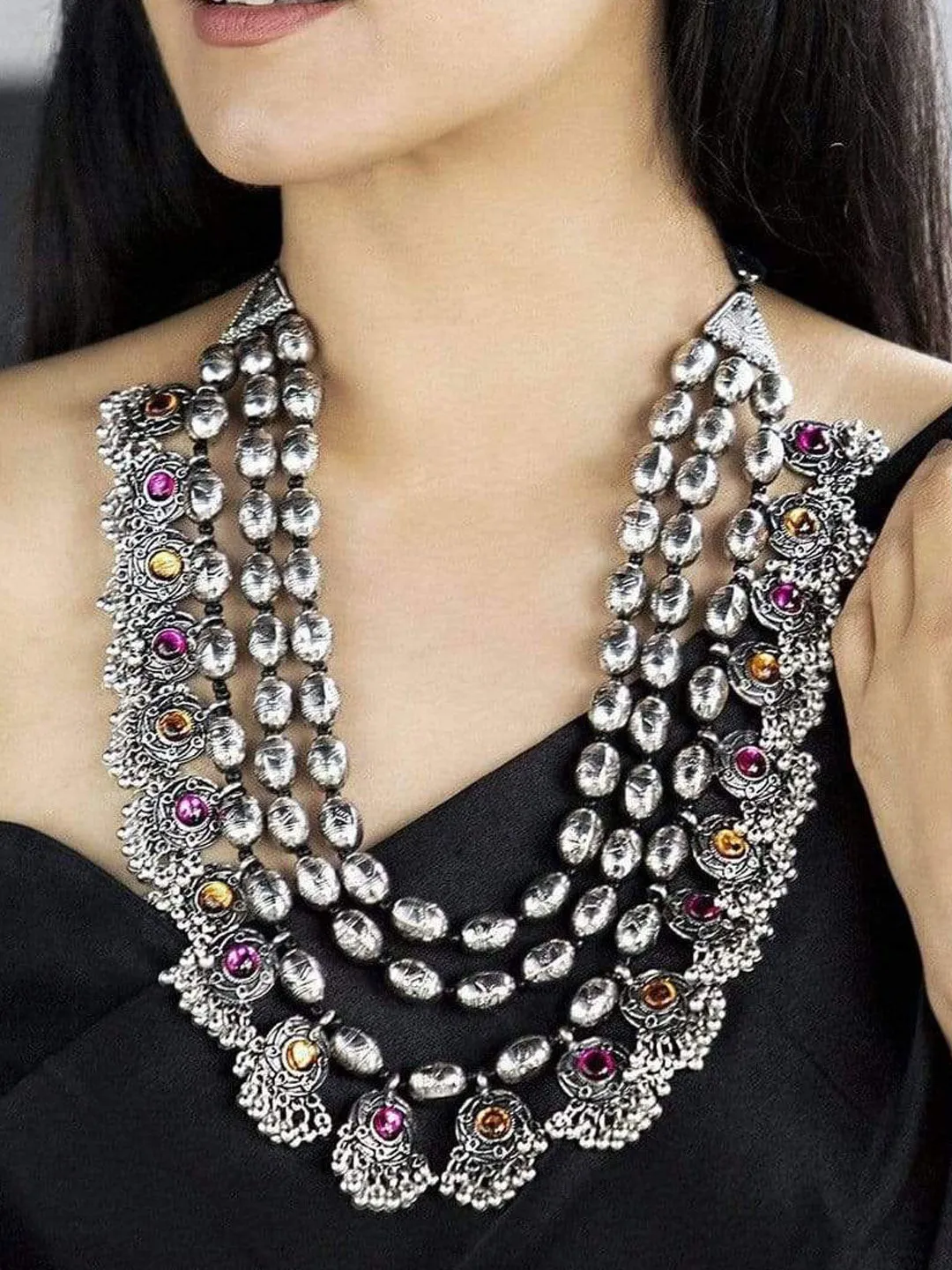Regal Heritage Multi-Layered Oxidized Necklace