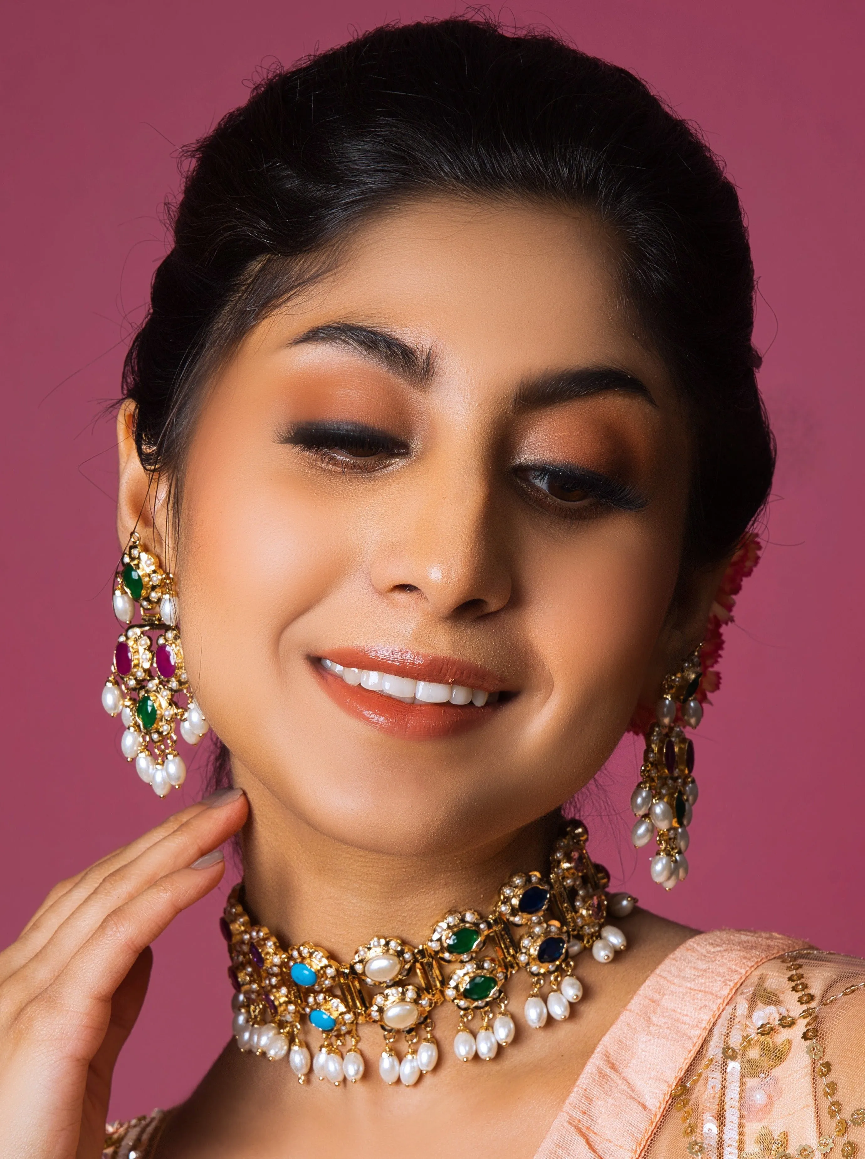 Regal Navratan Dual Layer Jadau Choker Set