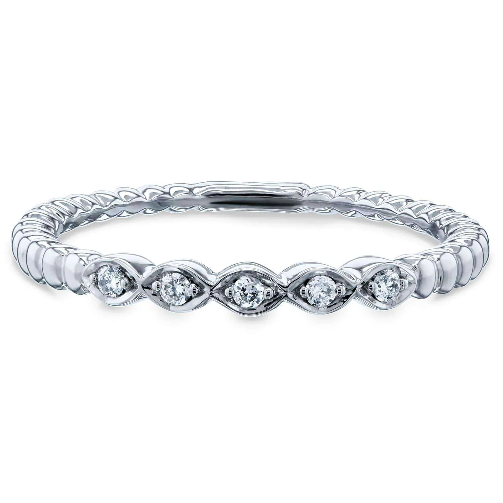 Ribbed Navette Ring