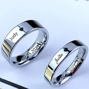 rings stainless shiny silver custom engraved fashionable unisex rings ✈️ free.shipping