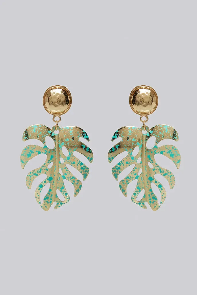Rocco Large Monstera Leaf Earrings