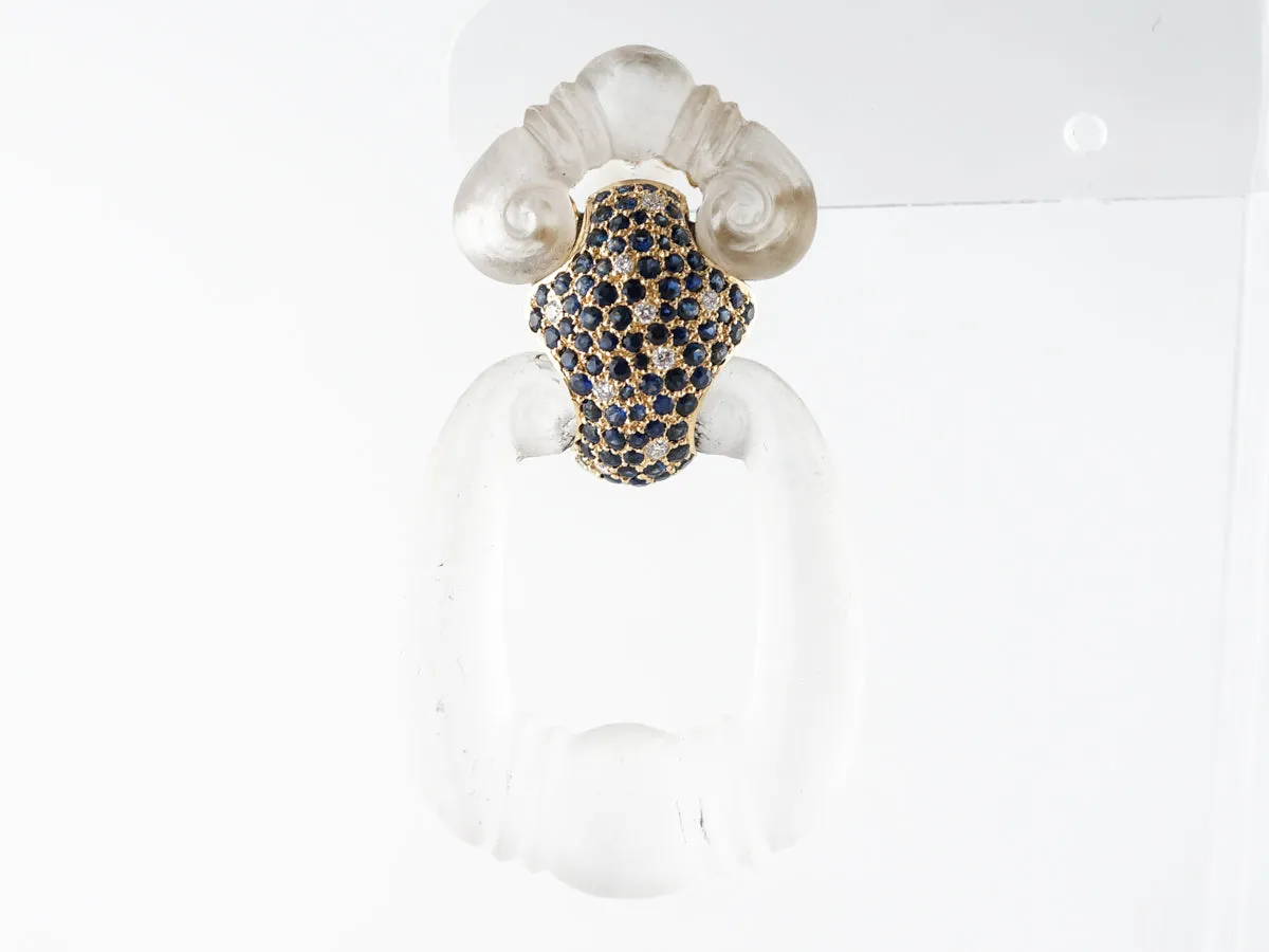 Rock Crystal w/ Diamond & Sapphire Earrings 18k