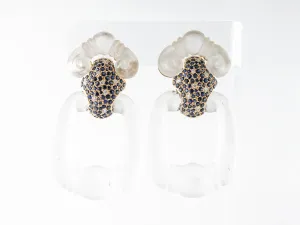 Rock Crystal w/ Diamond & Sapphire Earrings 18k