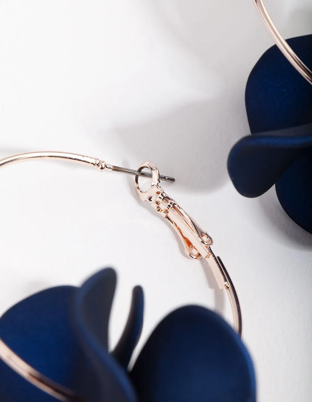 Rose Gold Midnight Pearlised Flower Hoop Earrings