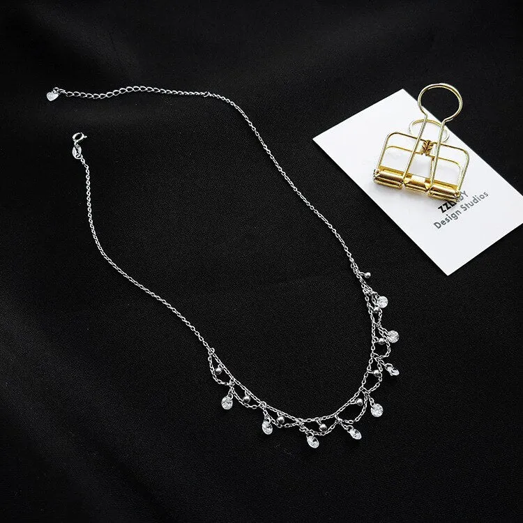 S925 Sterling Silver Clavicle Chain Collar Necklace For Female Simple