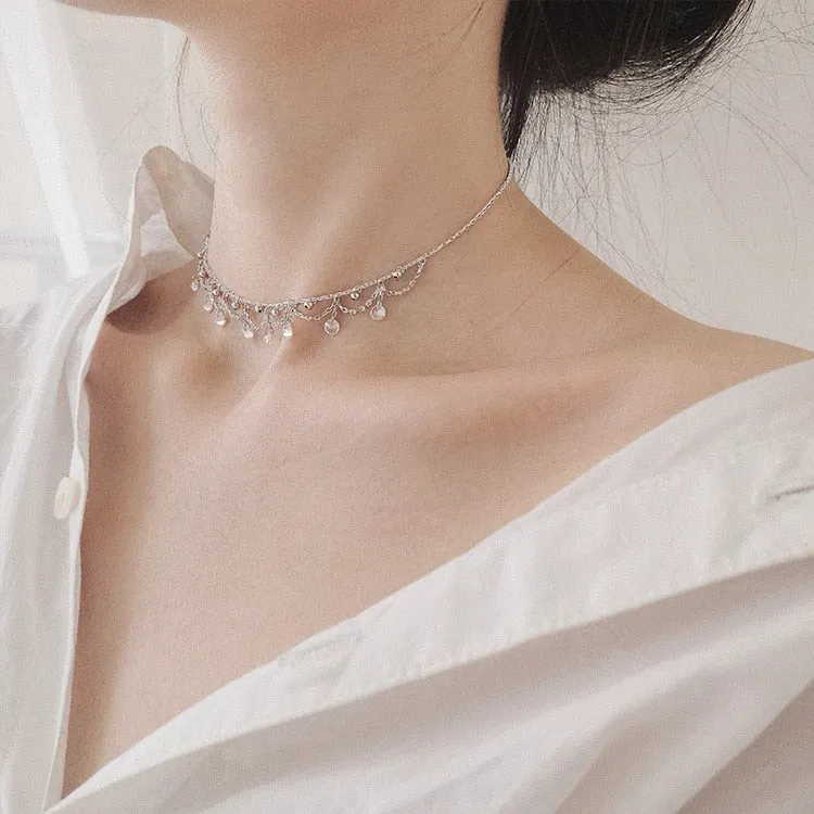 S925 Sterling Silver Clavicle Chain Collar Necklace For Female Simple