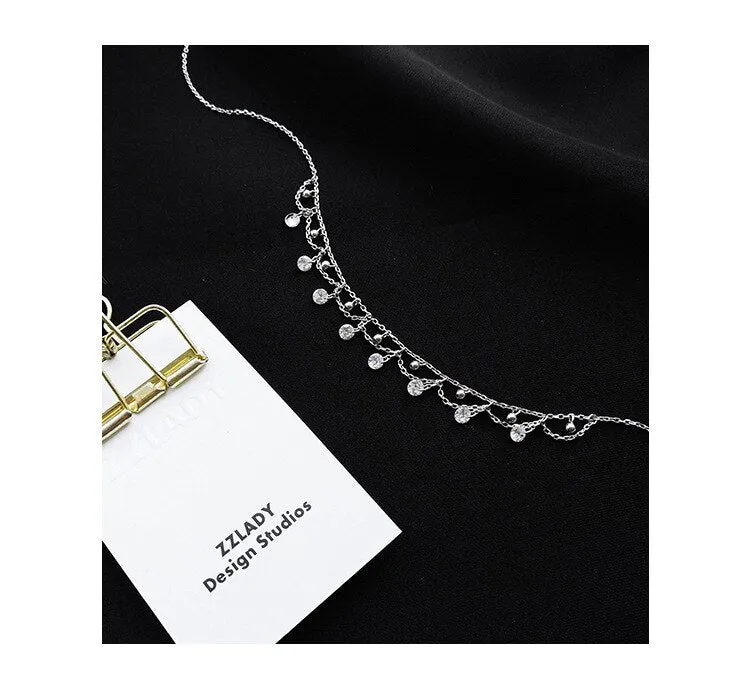 S925 Sterling Silver Clavicle Chain Collar Necklace For Female Simple