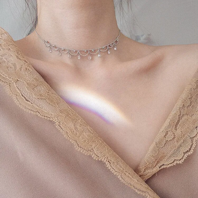S925 Sterling Silver Clavicle Chain Collar Necklace For Female Simple