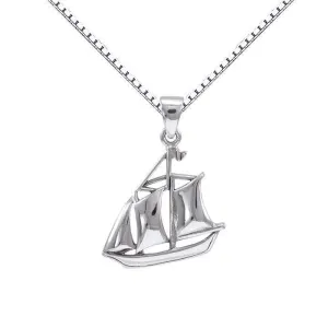 Sail as Far as the Majestic Schooner ~ Sterling Silver Jewelry Necklace