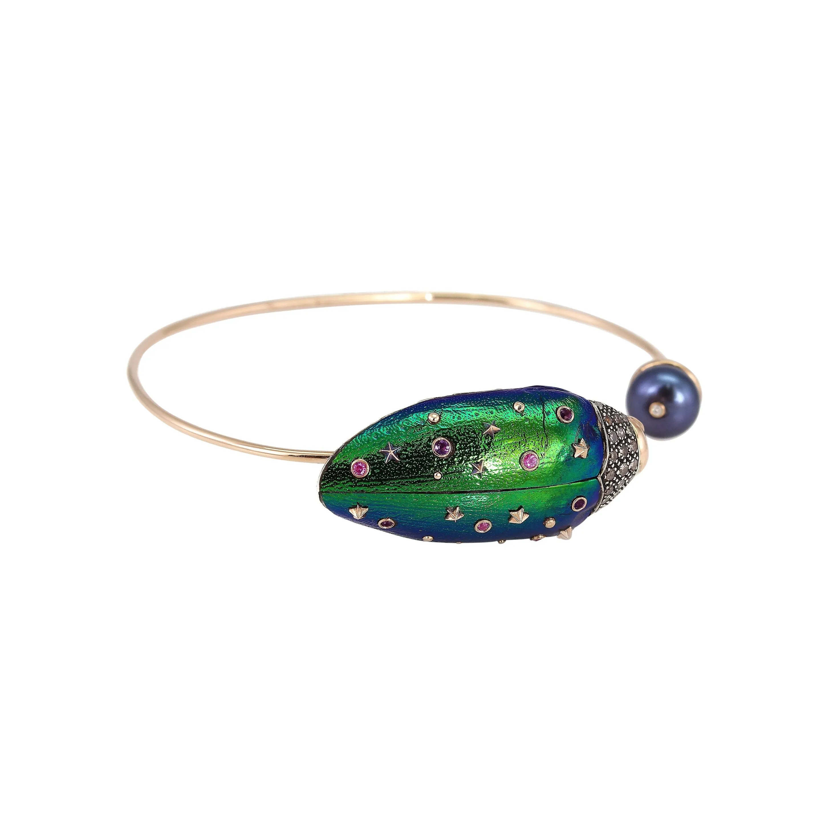 Scarab And Pearl Bangle