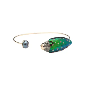 Scarab And Pearl Bangle