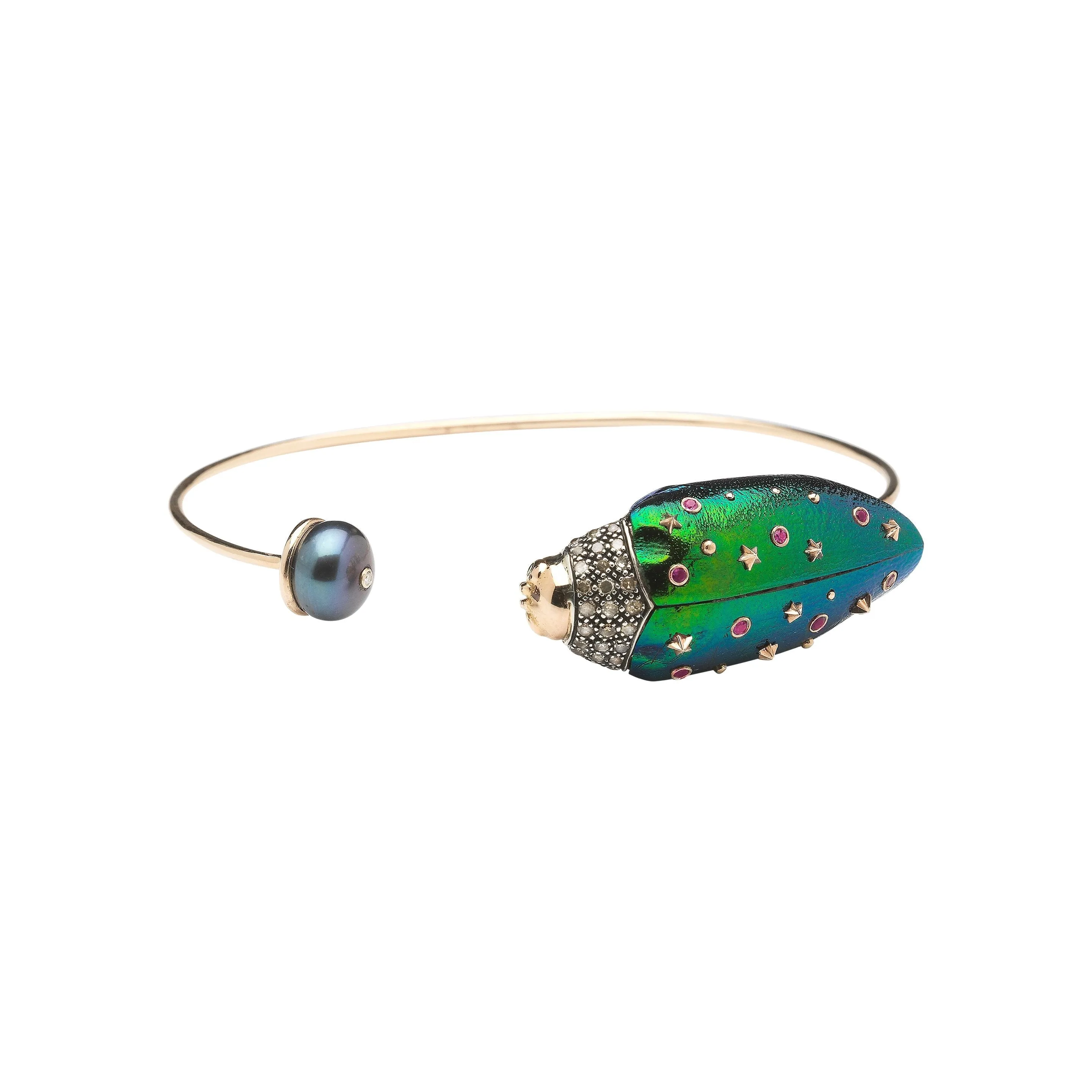 Scarab And Pearl Bangle
