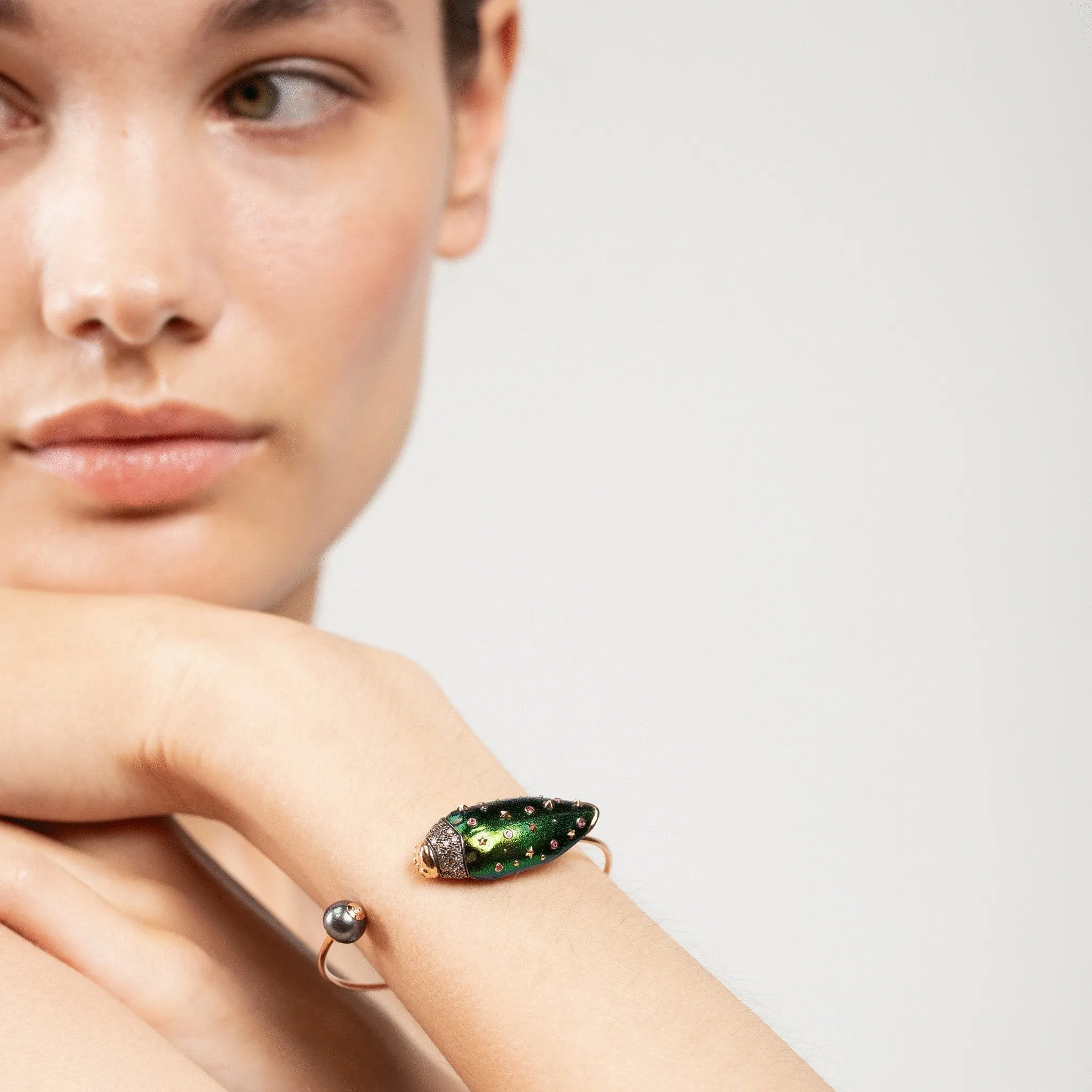 Scarab And Pearl Bangle