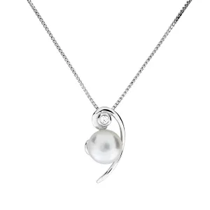 Silver & Pearl Curve Pendant