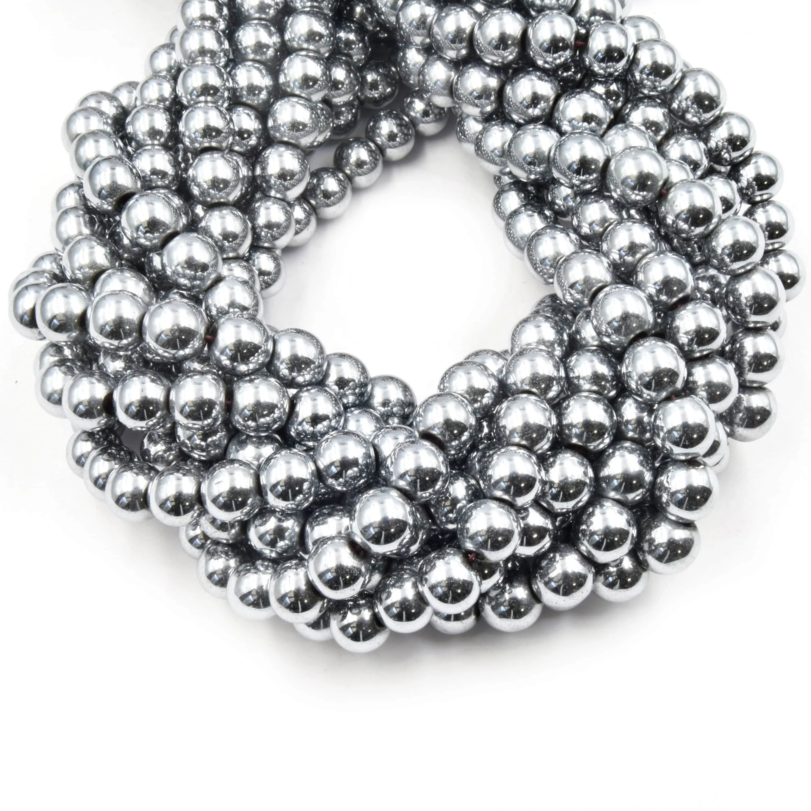 Silver Hematite Beads |   Round Natural Gemstone Beads - 4mm 5mm 6mm 8mm 10mm 12mm