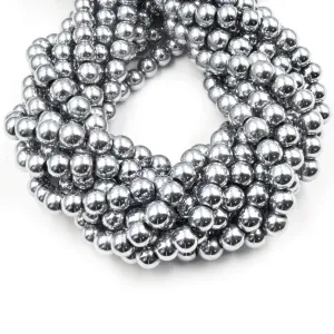 Silver Hematite Beads |   Round Natural Gemstone Beads - 4mm 5mm 6mm 8mm 10mm 12mm