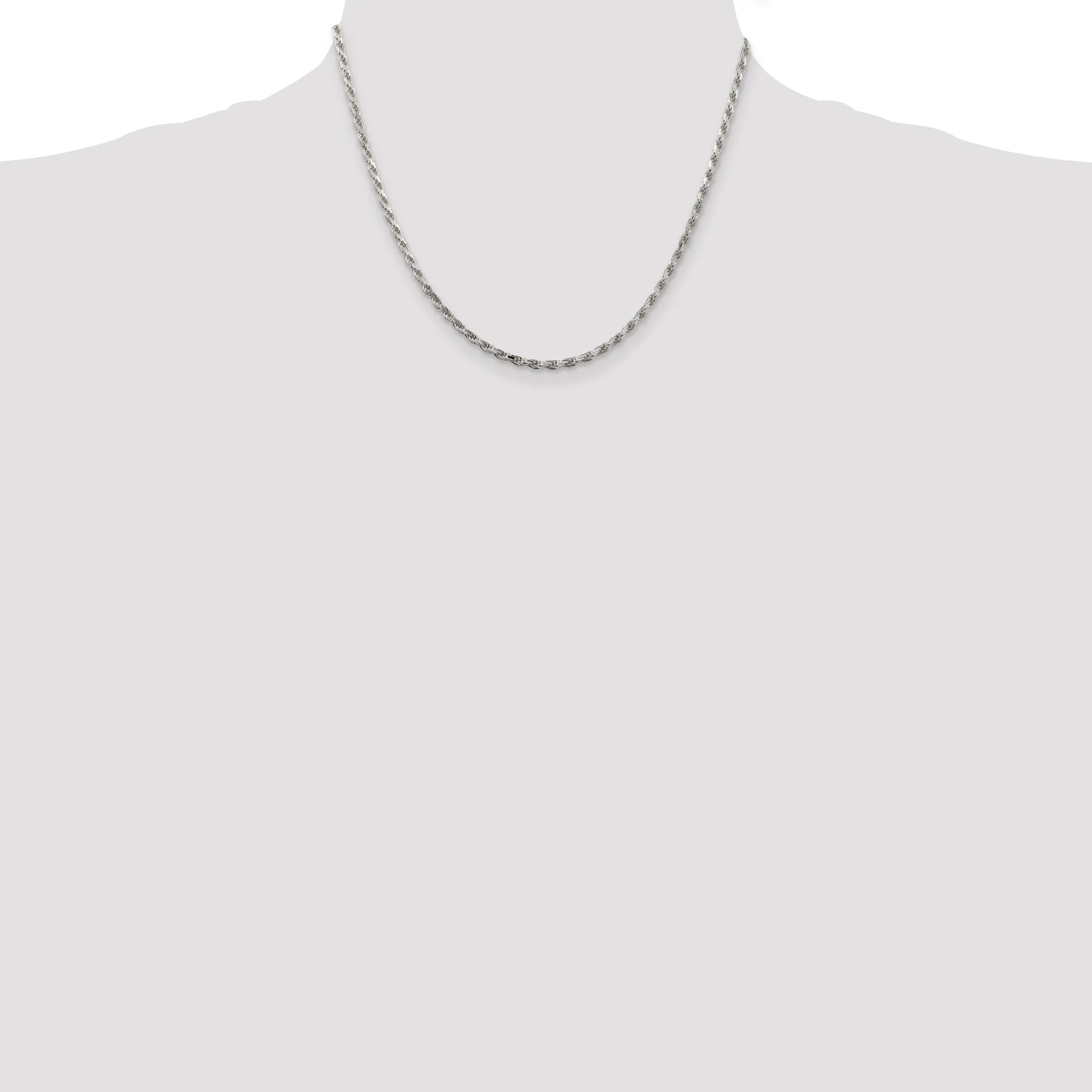 Silver Polished D.C 2.50-mm Solid Rope Chain
