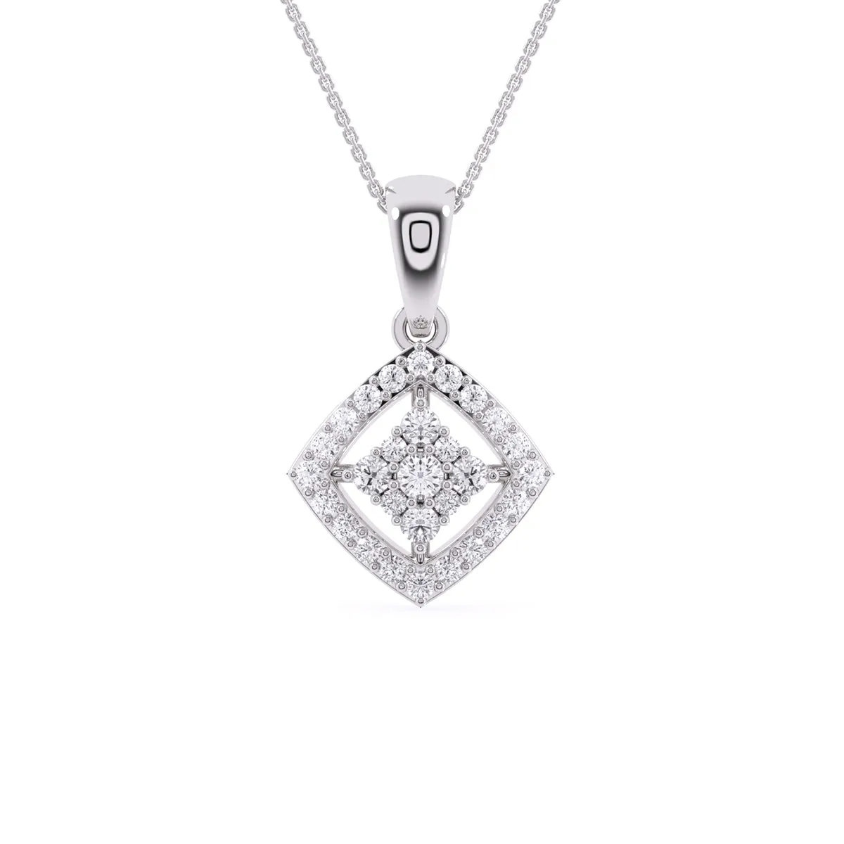 Simple Cushion Style Inlay Diamond Women's Pendant