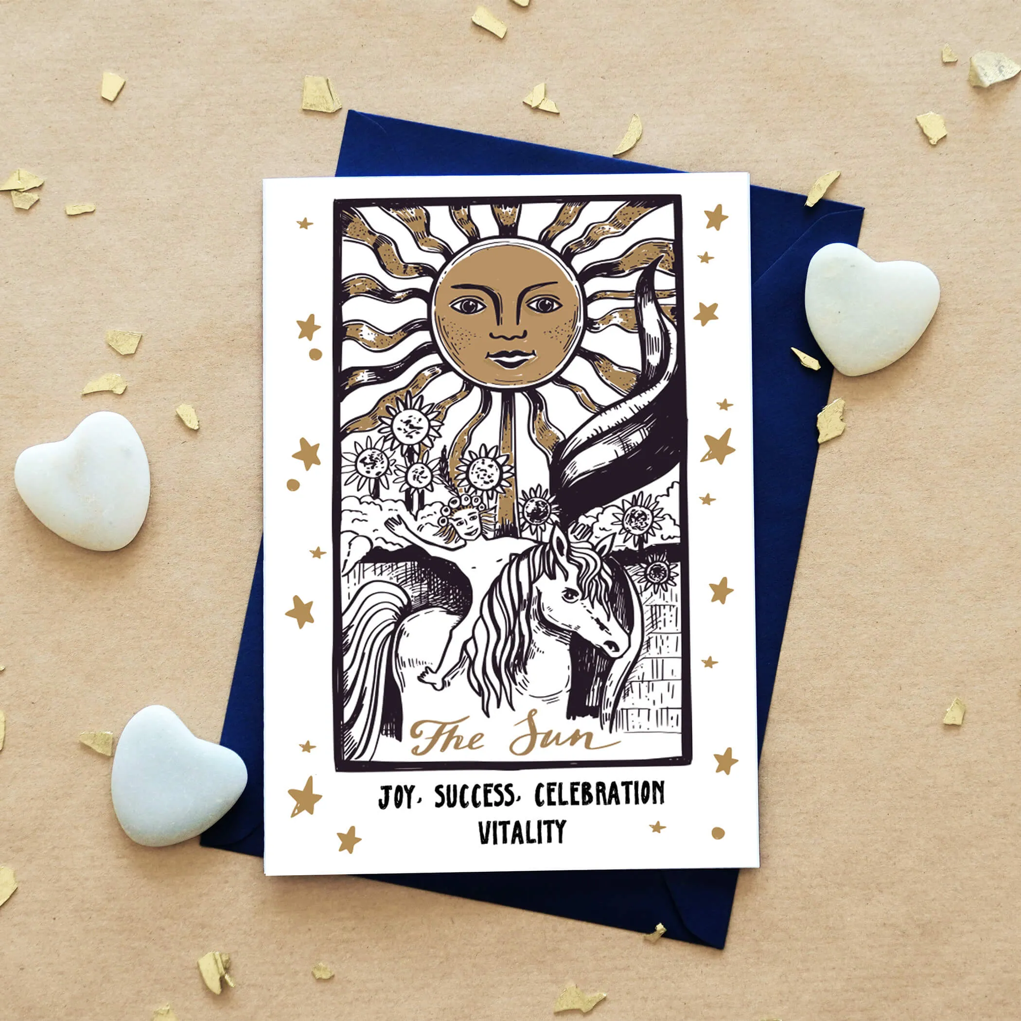 Simple Embossed Tarot Gold Pendant Necklace