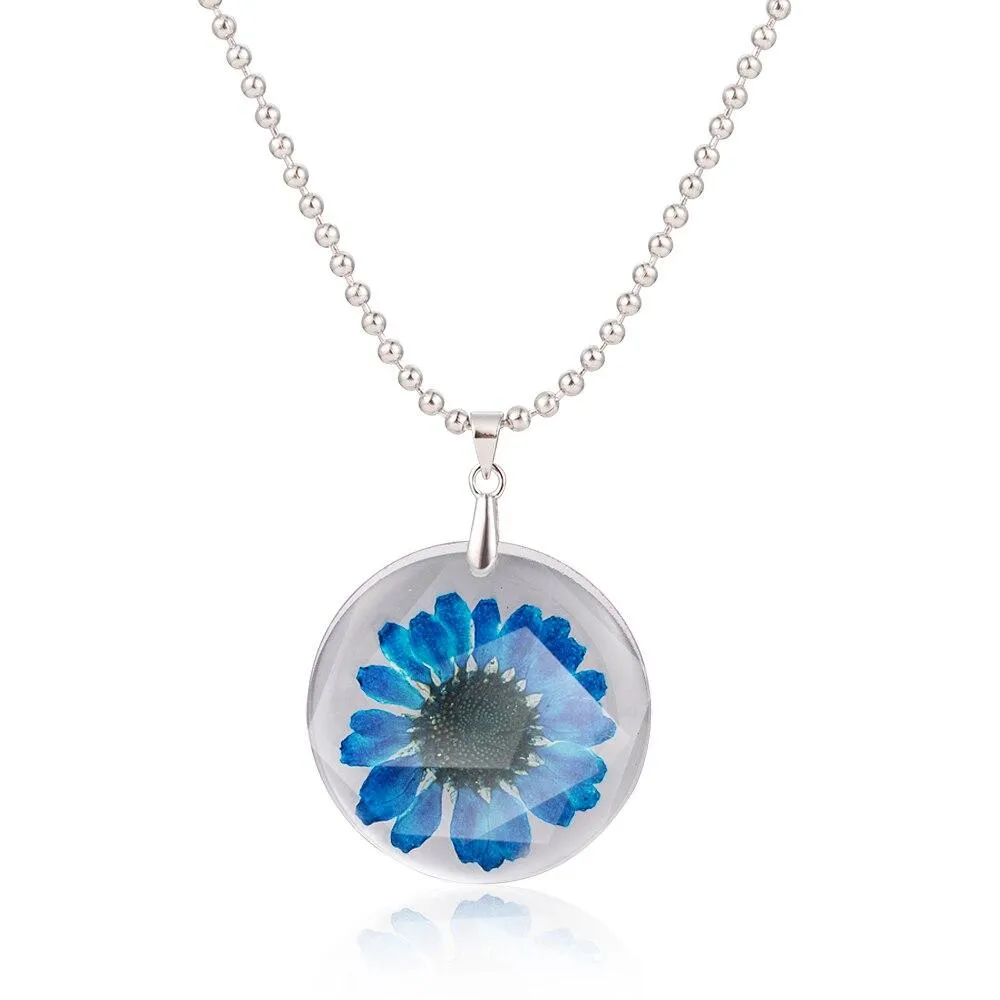 Simple Handmade Dried Daisy Flower Pendant Necklace