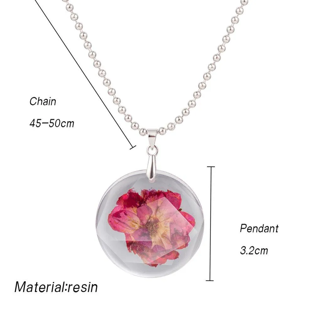 Simple Handmade Dried Daisy Flower Pendant Necklace