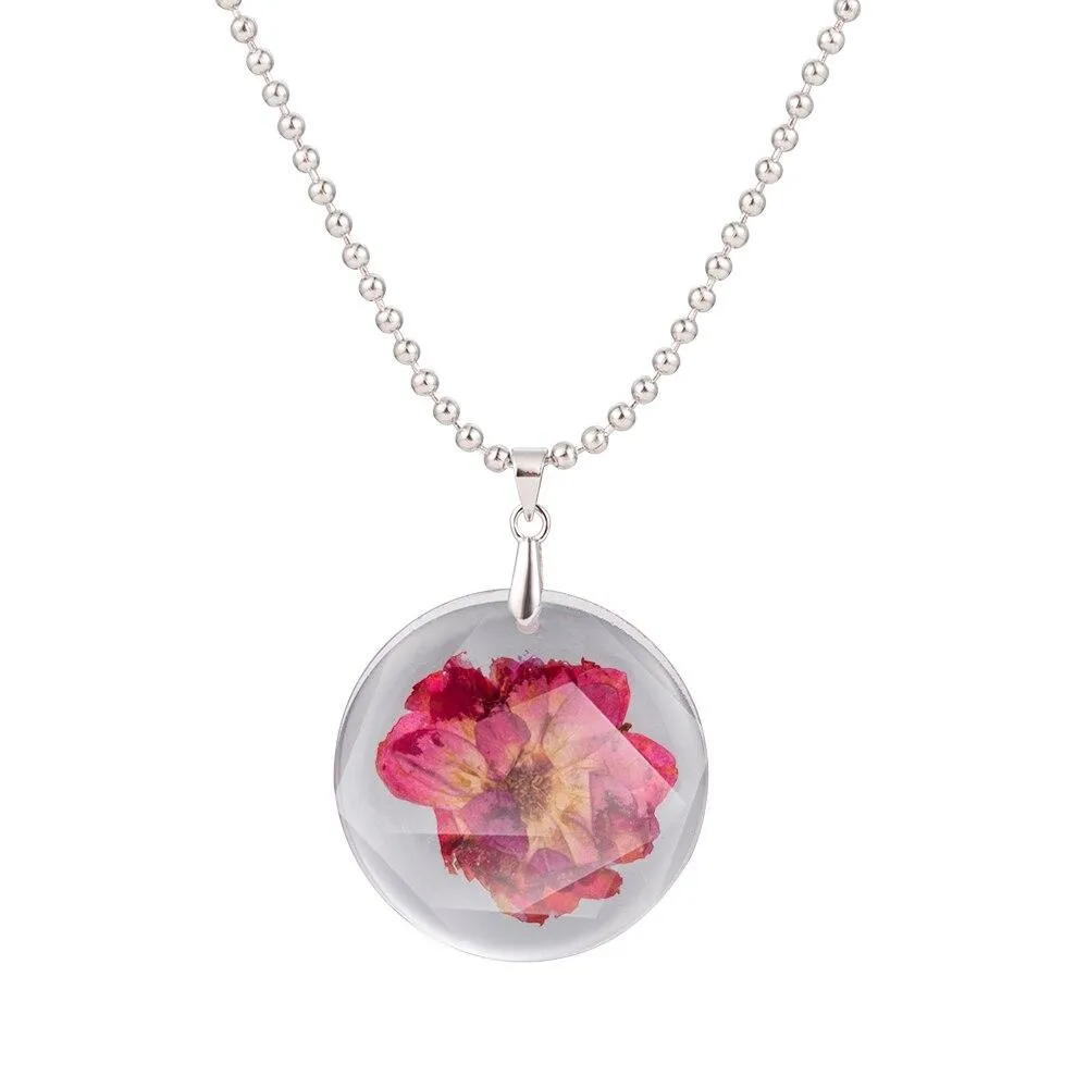 Simple Handmade Dried Daisy Flower Pendant Necklace