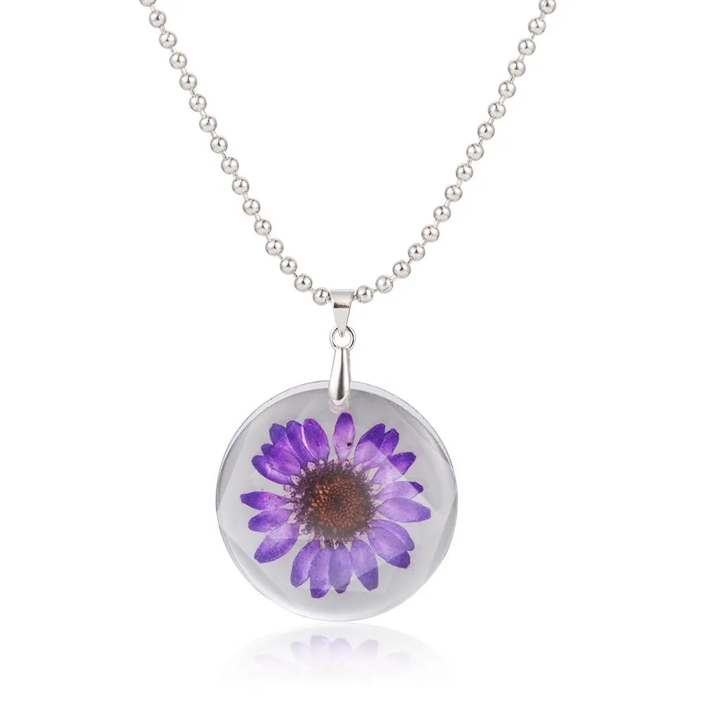 Simple Handmade Dried Daisy Flower Pendant Necklace