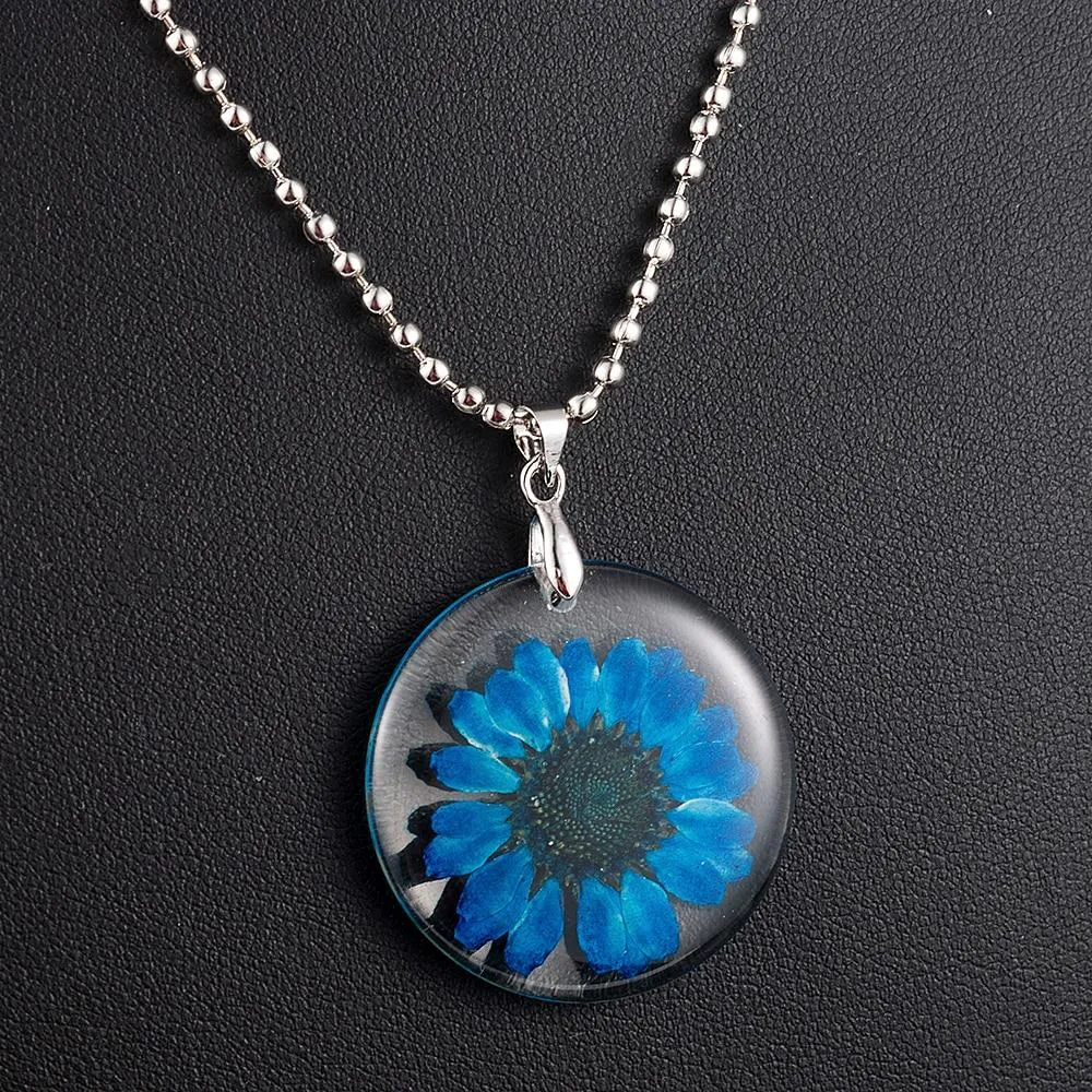 Simple Handmade Dried Daisy Flower Pendant Necklace