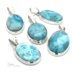 Small Oval Larimar Pendants