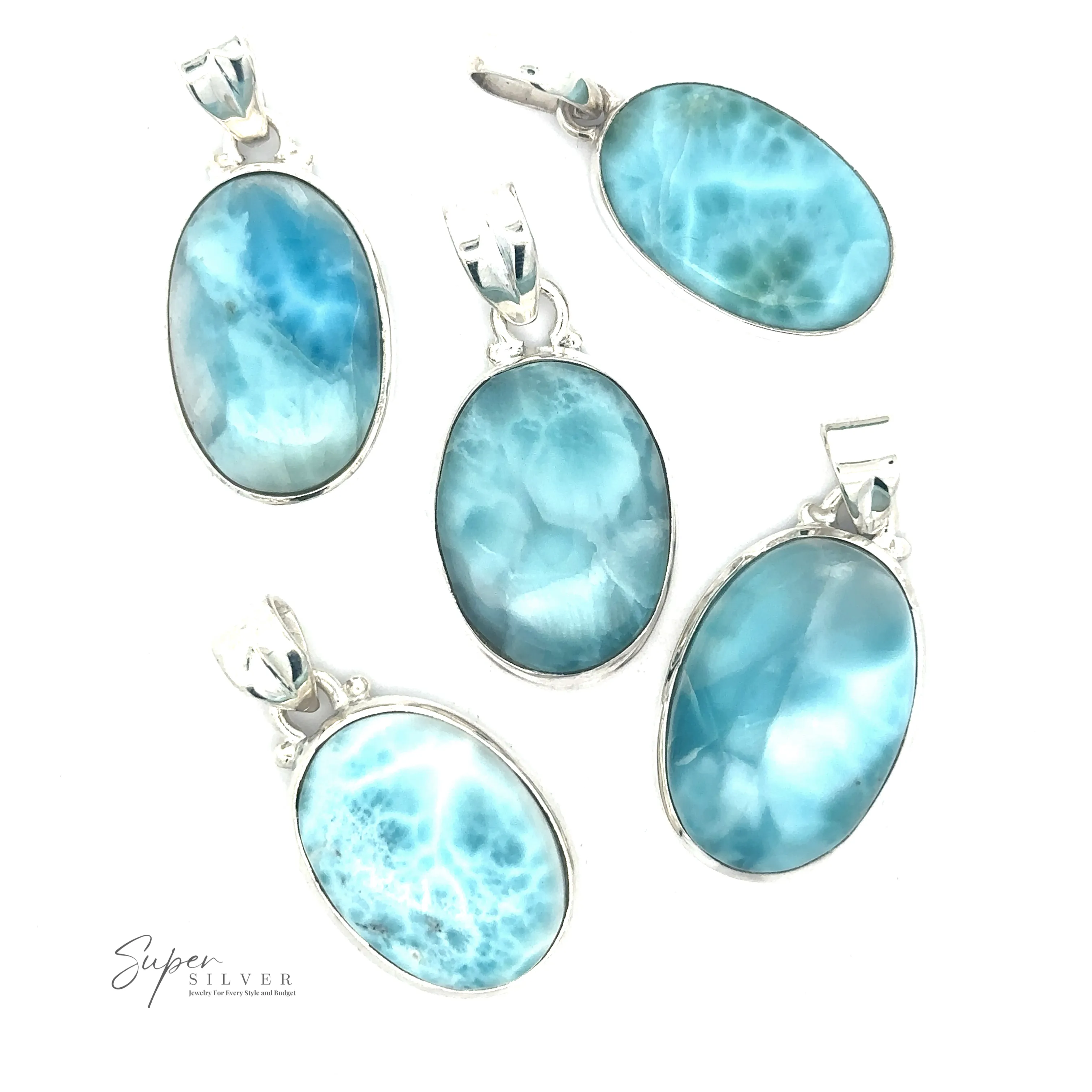 Small Oval Larimar Pendants