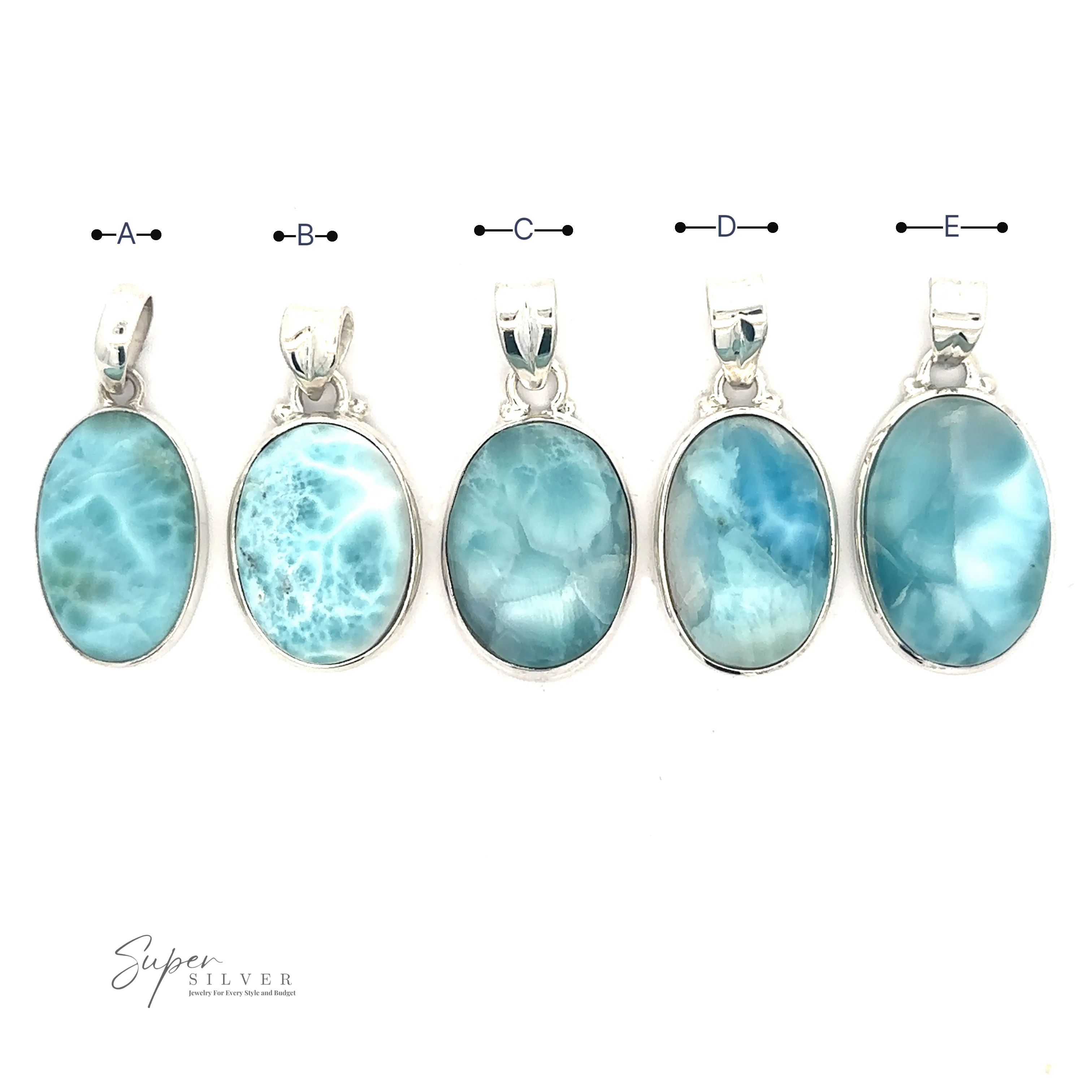 Small Oval Larimar Pendants