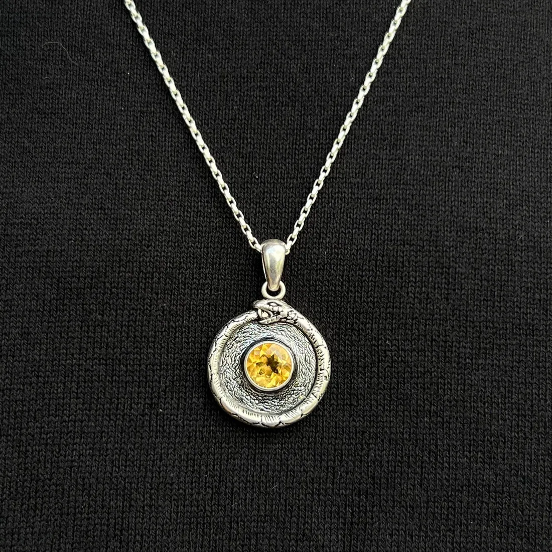 SNAKE GEMSTONE PENDANT IN SILVER