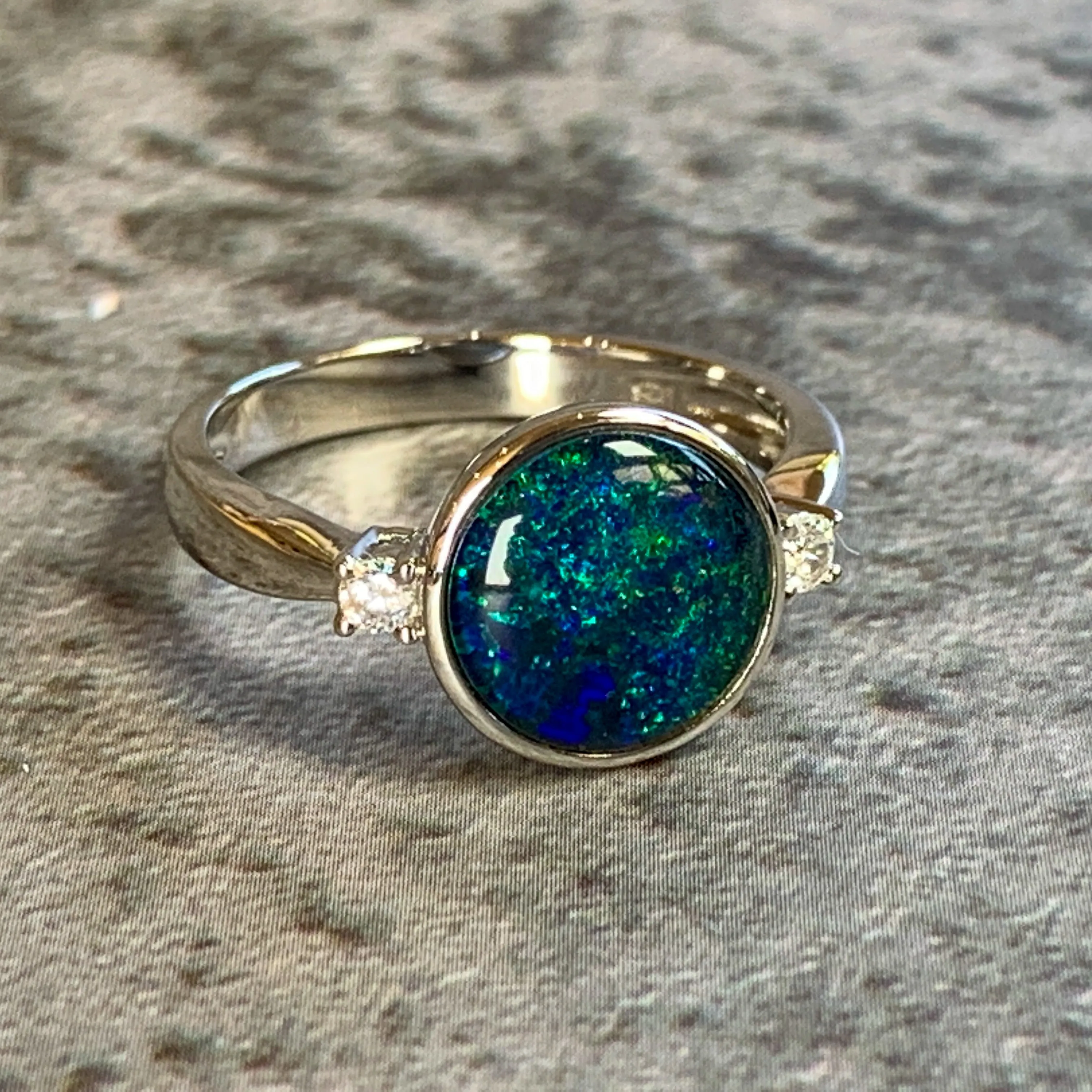 Sterling Silver 10mm Round Opal ring